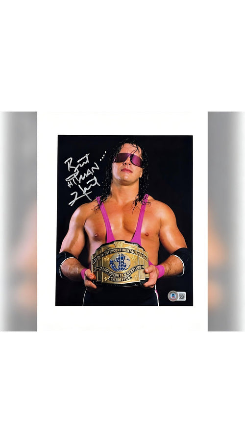 Bret Hart Signed WWE 8x10 Photo Inscribed Hitman Beckett Autograph