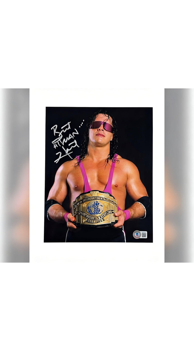 Bret Hart Signed WWE 8x10 Photo Inscribed Hitman Beckett Autograph