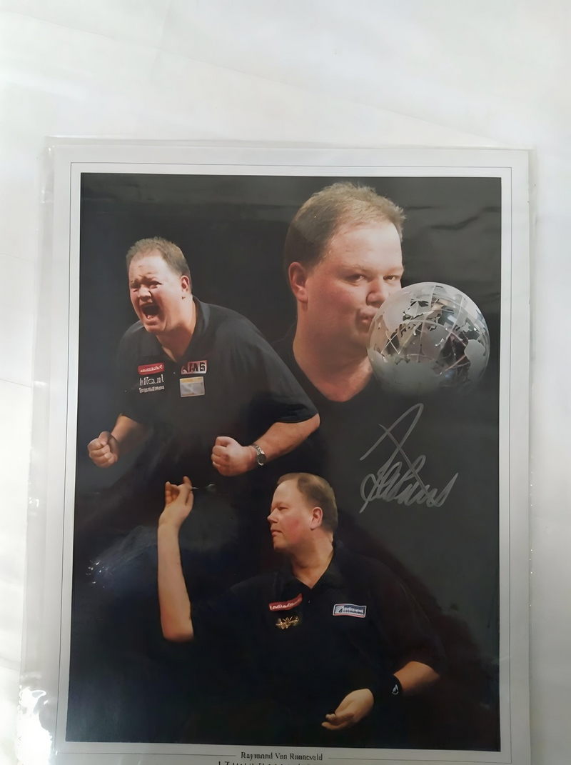 Raymond van Barneveld Signed 16x12 Montage Photo for Barney Army Fans