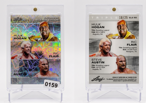 2024 Leaf Metal Legends Hogan/Flair/Austin #ELE-50 Iconic Power Trio /25