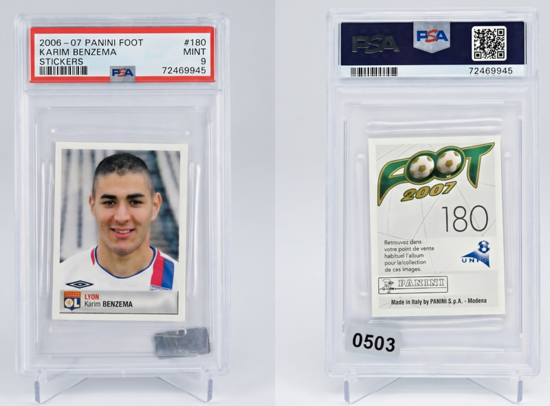 Karim Benzema 2006 07 Panini Stickers RC 180 PSA 9 Real Madrid Star