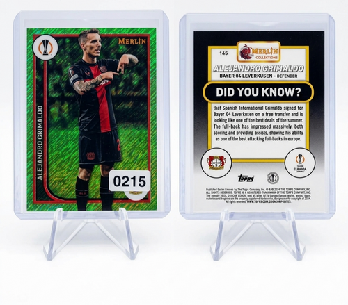 2023-24 Topps Merlin Alejandro Grimaldo NEON GREEN SHIMMER /399 #145 Leverkusen