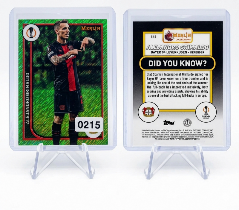 2023-24 Topps Merlin Alejandro Grimaldo NEON GREEN SHIMMER /399 #145 Leverkusen