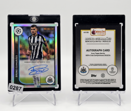 2023-24 Topps Merlin Bruno Guimaraes ON-CARD AUTO Newcastle United AH-BG