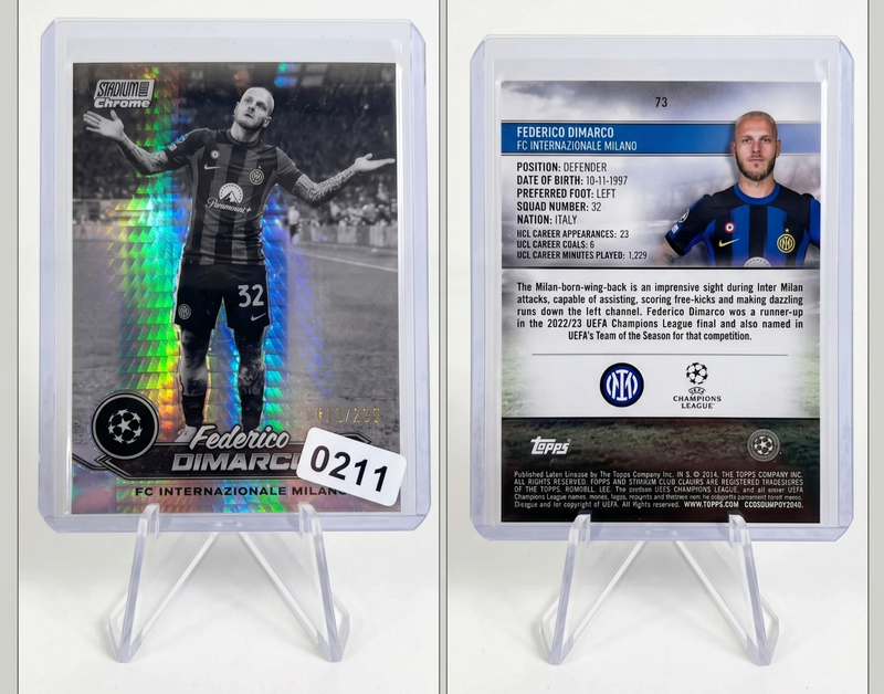 2023-24 Topps Stadium Club Chrome Federico Dimarco BLACK & WHITE /299 Inter