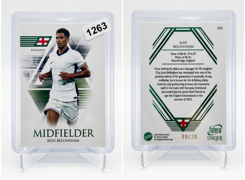 2024 Futera Unique Jude Bellingham EMERALD Parallel /20 #032 Real Madrid