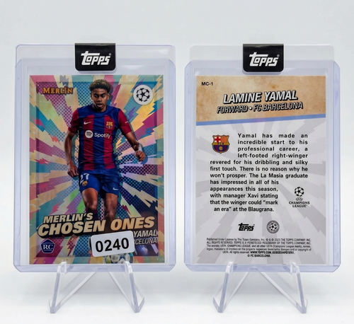 2023-24 Topps Merlin Chrome Lamine Yamal RC Merlins Chosen Ones MC-1 Barcelona