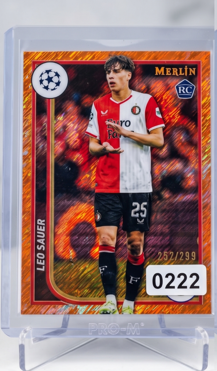 2024 Topps Merlin Leo Sauer RC ROSE GOLD SHIMMER 299 #58 Feyenoord