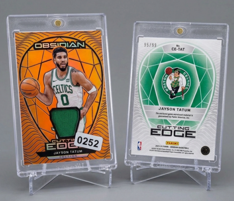 2023-24 Panini Obsidian Jason Tatum Patch Orange Flood Limited Edition Card