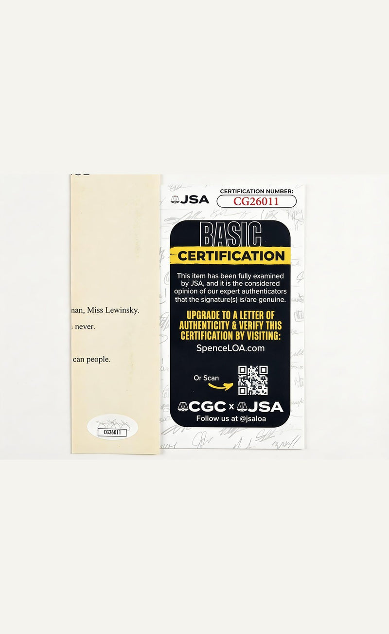 Bill Clinton Signed Clinton Lewinsky Scandal Cut JSA Authenticated Collectible