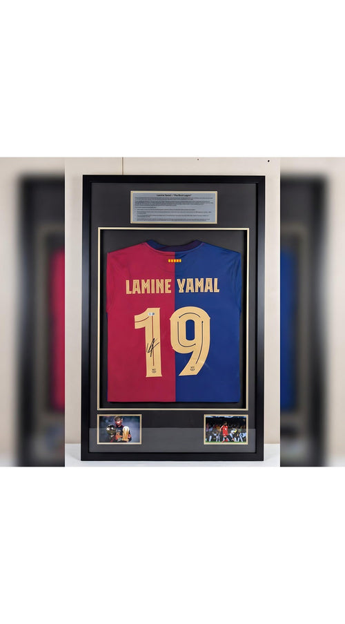 FC Barcelona L Yamal Signed Jersey BAS Beckett Autograph - With Frame