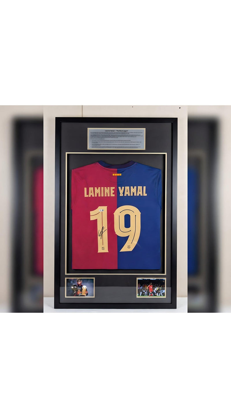 FC Barcelona L Yamal Signed Jersey BAS Beckett Autograph - With Frame