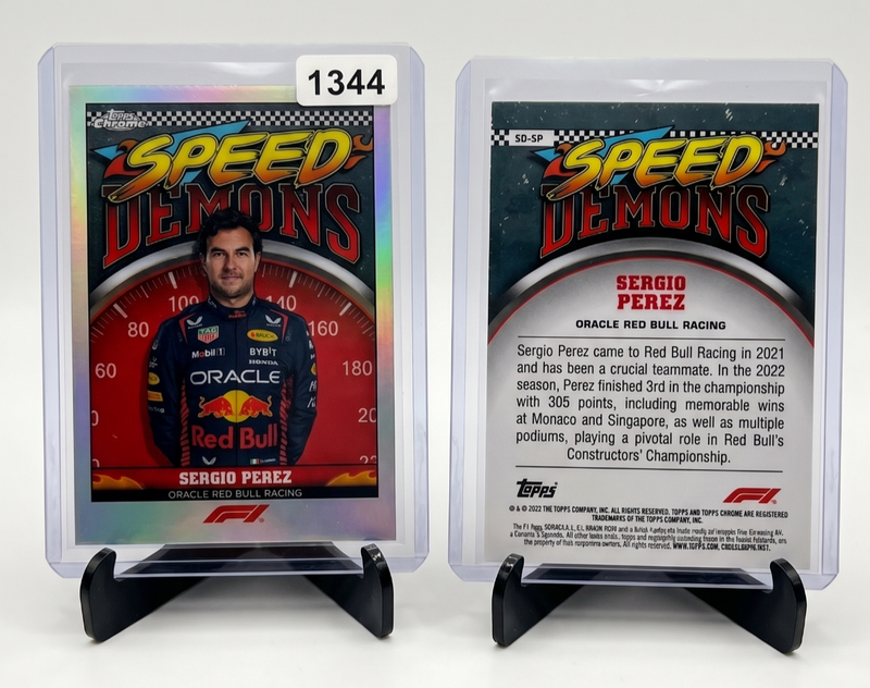 2023 Topps Chrome F1 Sergio Perez Speed Demons Refractor Insert Card #SD-SP