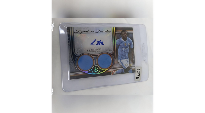 Jeremy Doku 2024  Topps Museum Collection Auto Patch /99 SSDR-JD  Soccer Rising