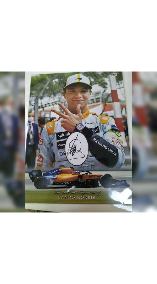 Lando Norris Autographed 16x12 Photo Cutout F1 Rising Star Collectible Item