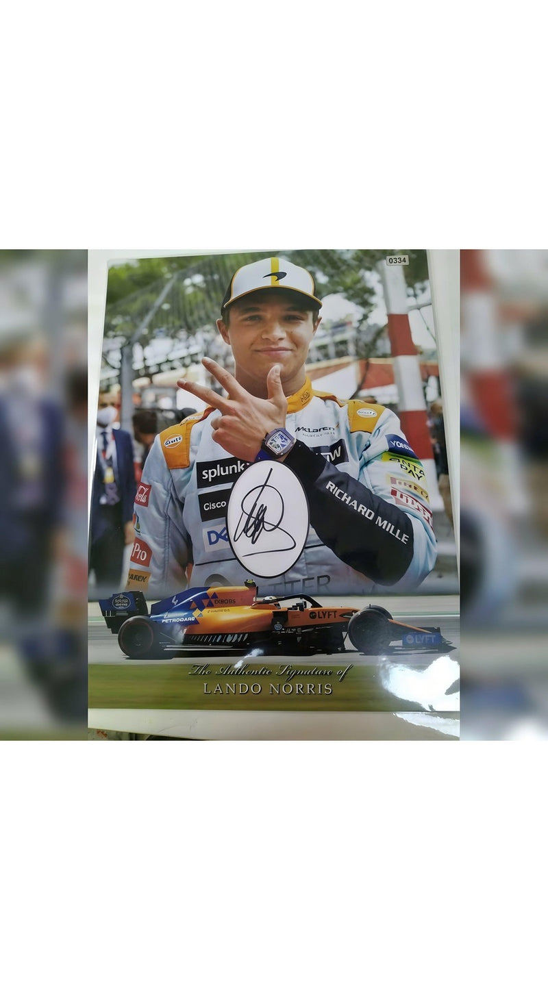 Lando Norris Autographed 16x12 Photo Cutout F1 Rising Star Collectible Item