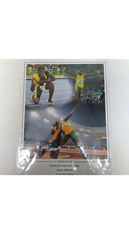 Usain Bolt Signed 16x12 Lightning Edition Montage Fastest Man Ever Memorabilia