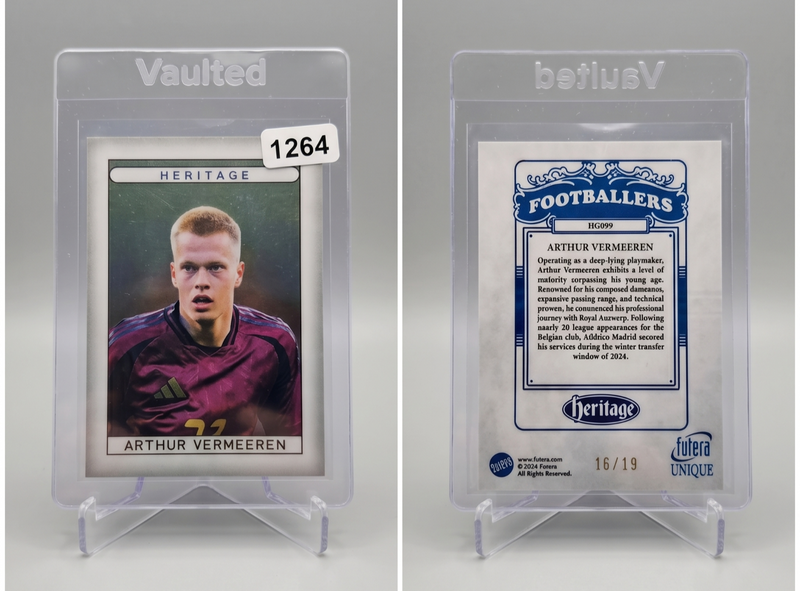 2024 Futera Unique Arthur Vermeeren HERITAGE AMETHYST /19 #HG-099 Belgium
