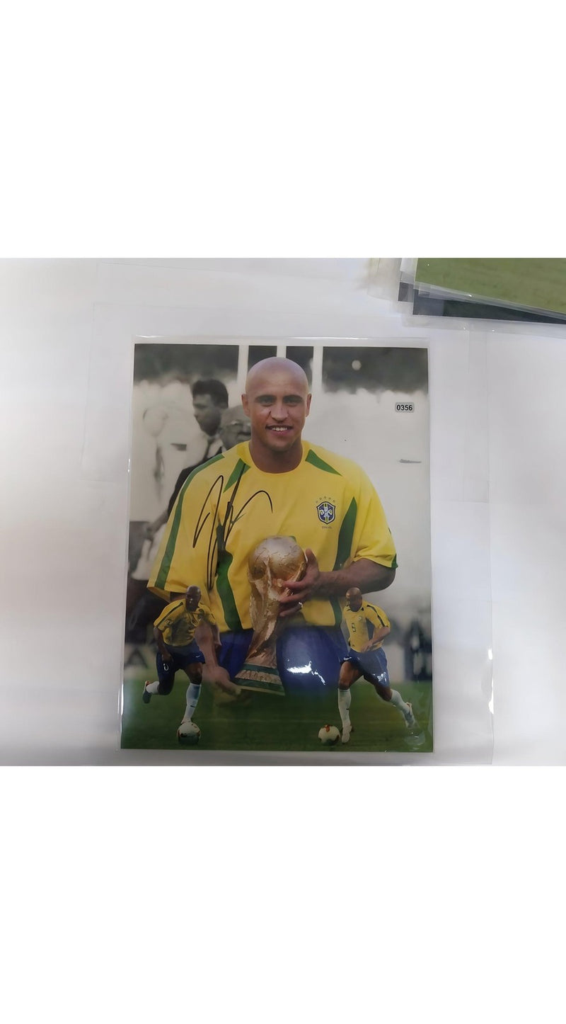 Roberto Carlos Signed 16x12 Photo of Legendary Free Kick Icon for Collectors