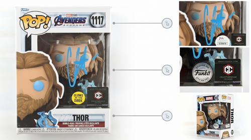 Chris Hemsworth Signed Thor 1117 Glow in the Dark Funko Pop Endgame Radikal COA