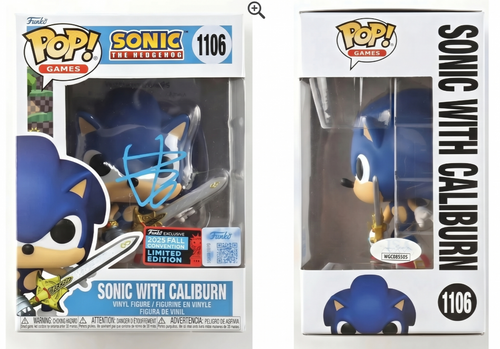 Ben Schwartz Signed Sonic with Caliburn 1106 Funko Pop 2025 Fall Con JSA COA