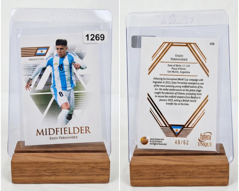 2023-24 Futera Unique Enzo Fernandez TOPAZ Parallel /62 #038 Argentina