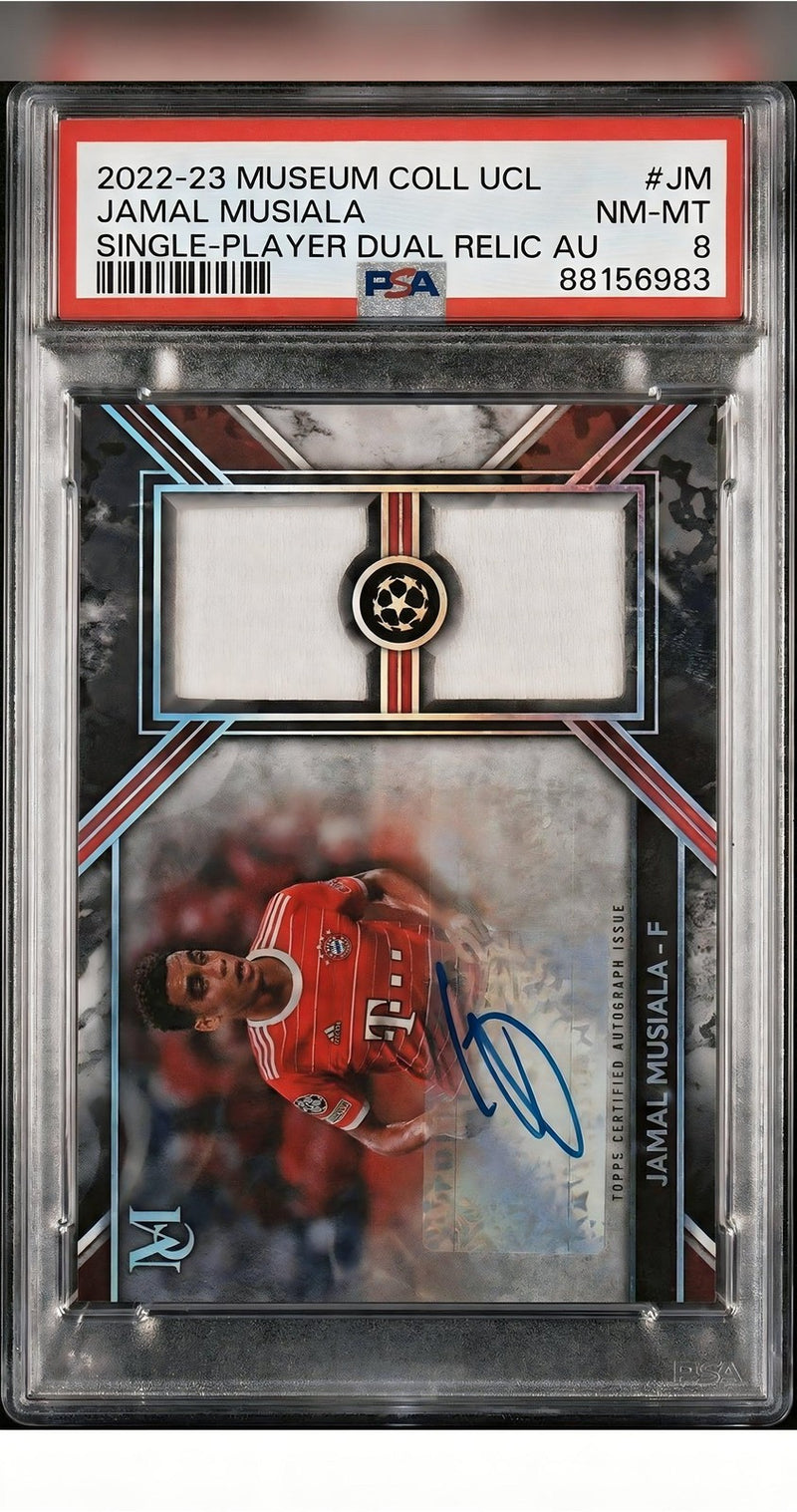 Jamal Musiala 2022 23 Topps Museum UCL Dual Relic Auto 99 PSA 8 Phenom
