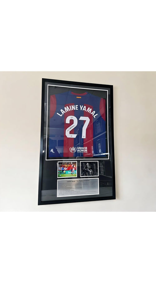 FC Barcelona Lamine Yamal Signed Jersey BAS Autograph - With Frame