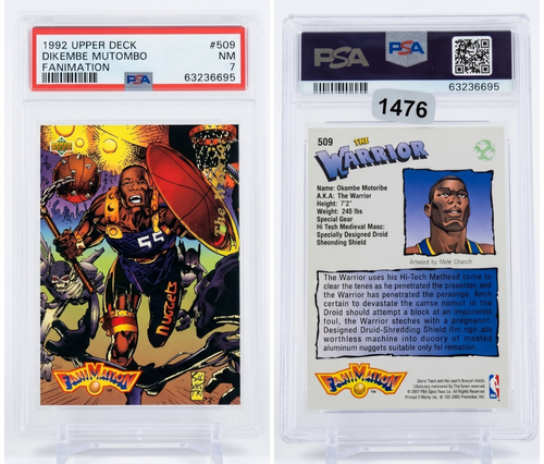 1992-93 Upper Deck Dikembe Mutombo FaniMation 509 Nuggets PSA 7 Card