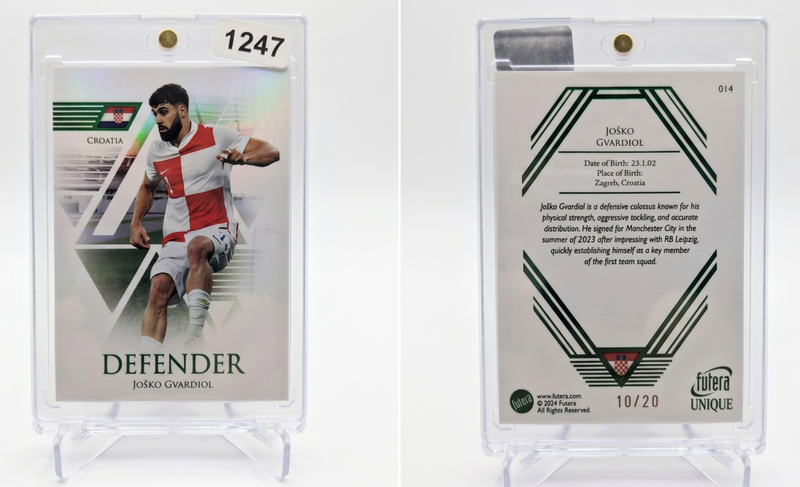 2024 Futera Unique Joško Gvardiol Emerald Parallel /20 #014 Croatia Man City
