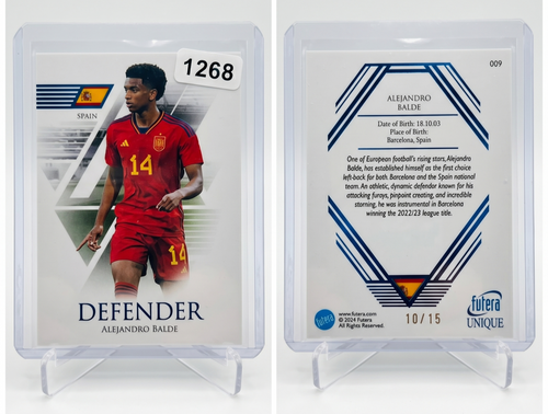 2023-24 Futera Unique Alejandro Balde SAPPHIRE Parallel 15 #009 Barcelona