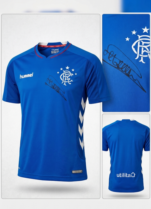 Signed Mark Hateley Rangers 2019/20 Home Shirt Hummel Autographed Jersey COA