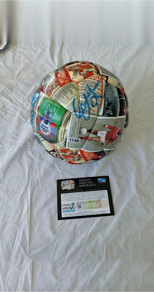 Signed Manchester United Soccer Ball by Legends Gordon McQueen Terry Morgan
