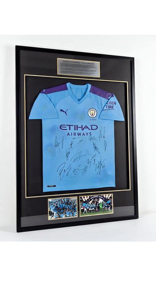 Manchester City Signed Jersey 2019 20 PremierLeague Glory - With Frame