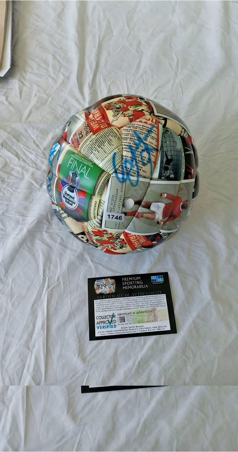 Signed Soccer Ball by Manchester United Legends Gordon McQueen and Terry Morgan