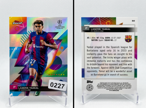 2023-24 Topps Finest LAMINE YAMAL RC #50 ROOKIE CARD Barcelona Spain