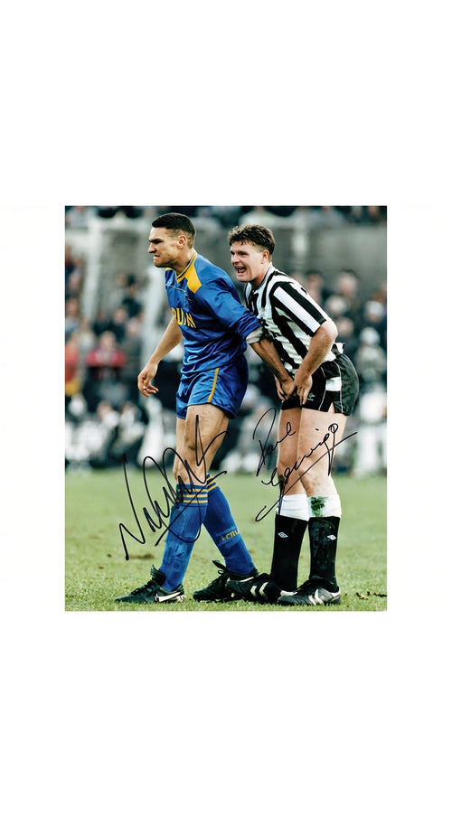 Vinnie Jones and Paul Gascoigne Dual Autograph Signed 16x12 Photo Unique