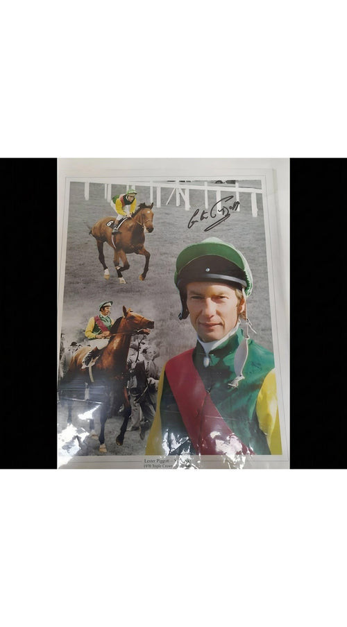 Lester Piggott and Nijinsky Dual Signed 16x12 Montage Racing Collectible
