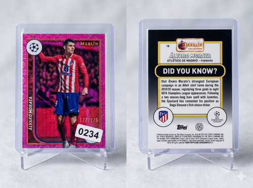 2023-24 Topps Merlin Alvaro Morata PINK MOJO Refractor /275 #18 Atletico Madrid