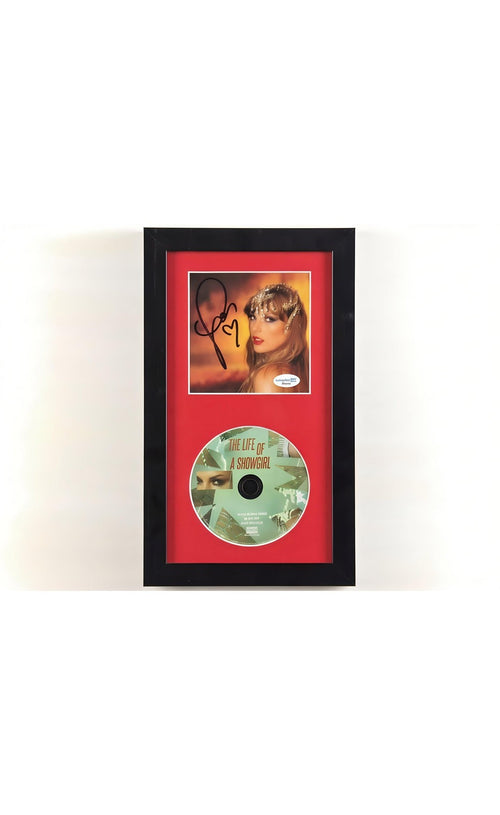 Taylor Swift Signed The Life of a Showgirl Custom Framed CD Insert Display