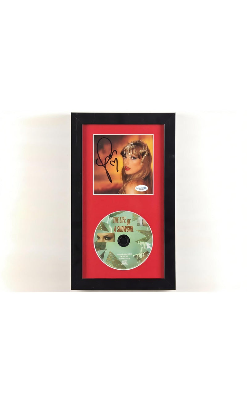 Taylor Swift Signed The Life of a Showgirl Custom Framed CD Insert Display