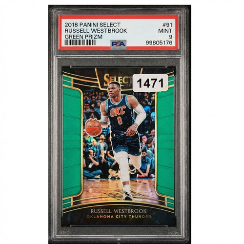 2018 Panini Select Russell Westbrook GREEN PRIZM #91 PSA 9 MINT Serial 2/5 RARE
