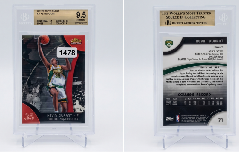 2007-08 Topps Finest Kevin Durant #71 Rookie RC BGS 9.5 GEM MINT Supersonics