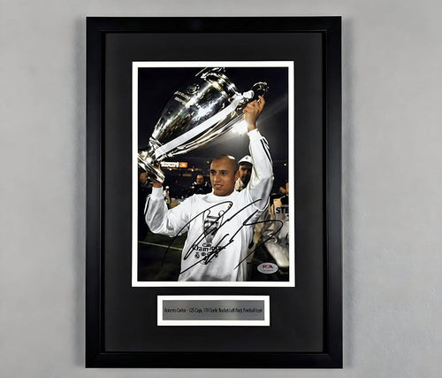 Roberto Carlos Signed 8x11 From Brazil The Cannon PSA - With Frame