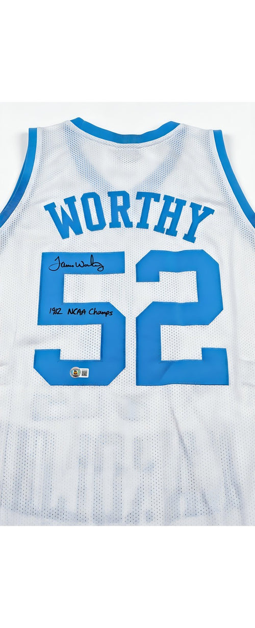 James Worthy Signed Jersey 82 NCAA Champs Beckett Lakers NBA Legend