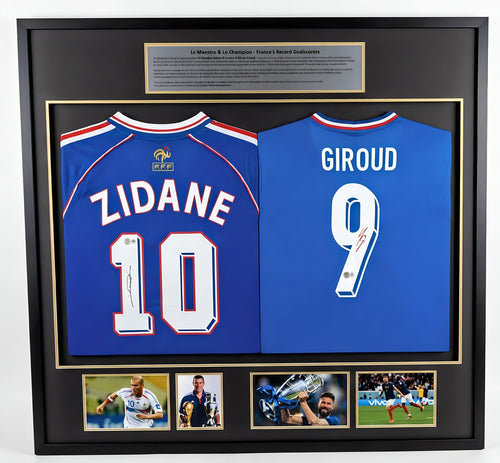 France Legends Autographed Jersey Zidane Giroud Beckett - With Frame