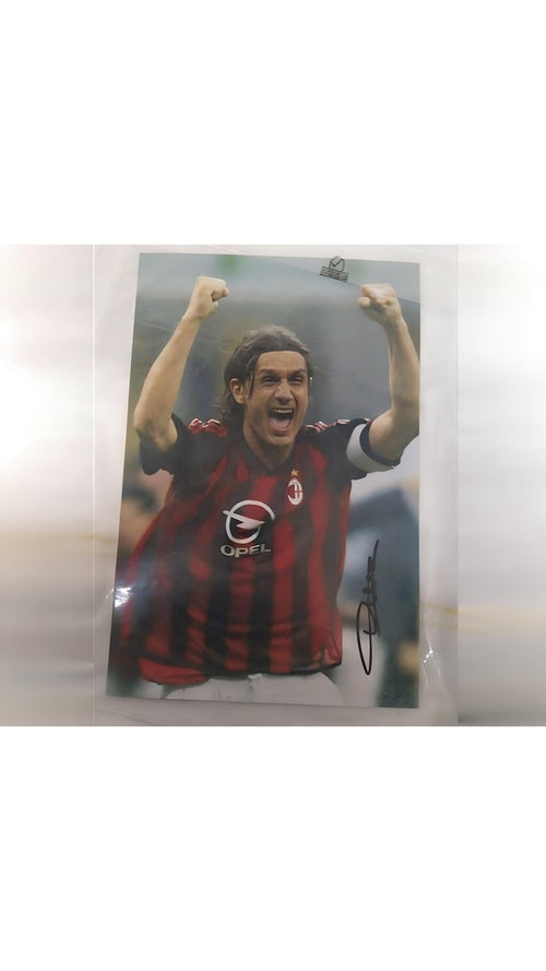 Paolo Maldini Celebrating AC Milan Icon Signed Photo 12x8 Soccer Fans