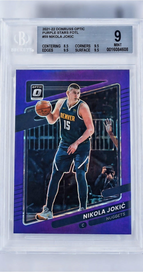 2021-22 Donruss Optic Nikola Jokic Purple Stars FOTL #158 BGS 9 Mint /13