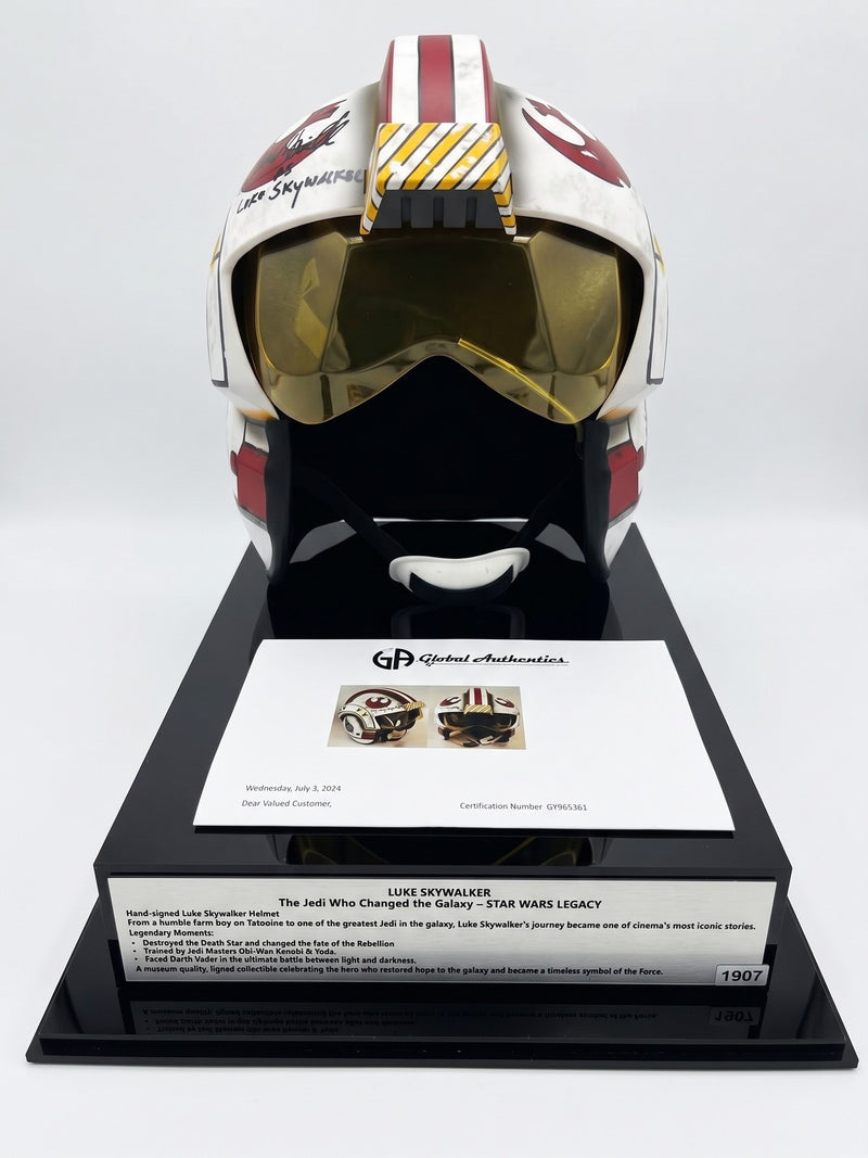 Hand Signed Luke Skywalker Helmet Star Wars Legacy - With Frame