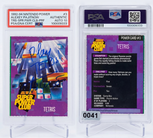 1992-94 Nintendo Power Alexey Pajitnov Tetris #3 Auto 10 Inscribed Signed PSA